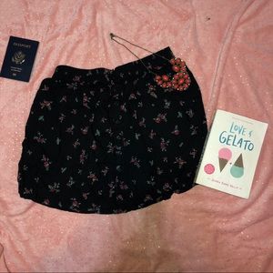 Floral button skirt